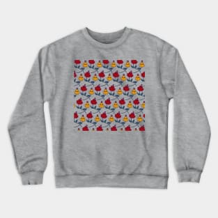 Exotic Tropical Flowers | Floral Pattern | Red and Yellow Flowers Crewneck Sweatshirt